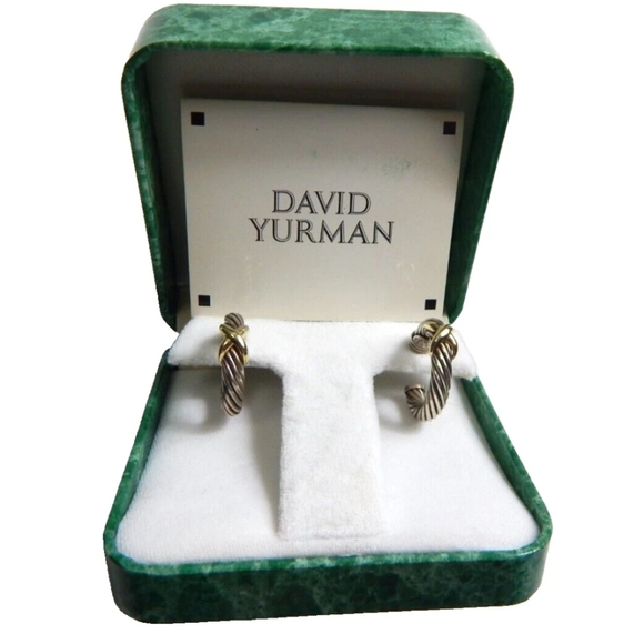 David Yurman Cable Station X Hoop Earrings - Picture 1 of 5